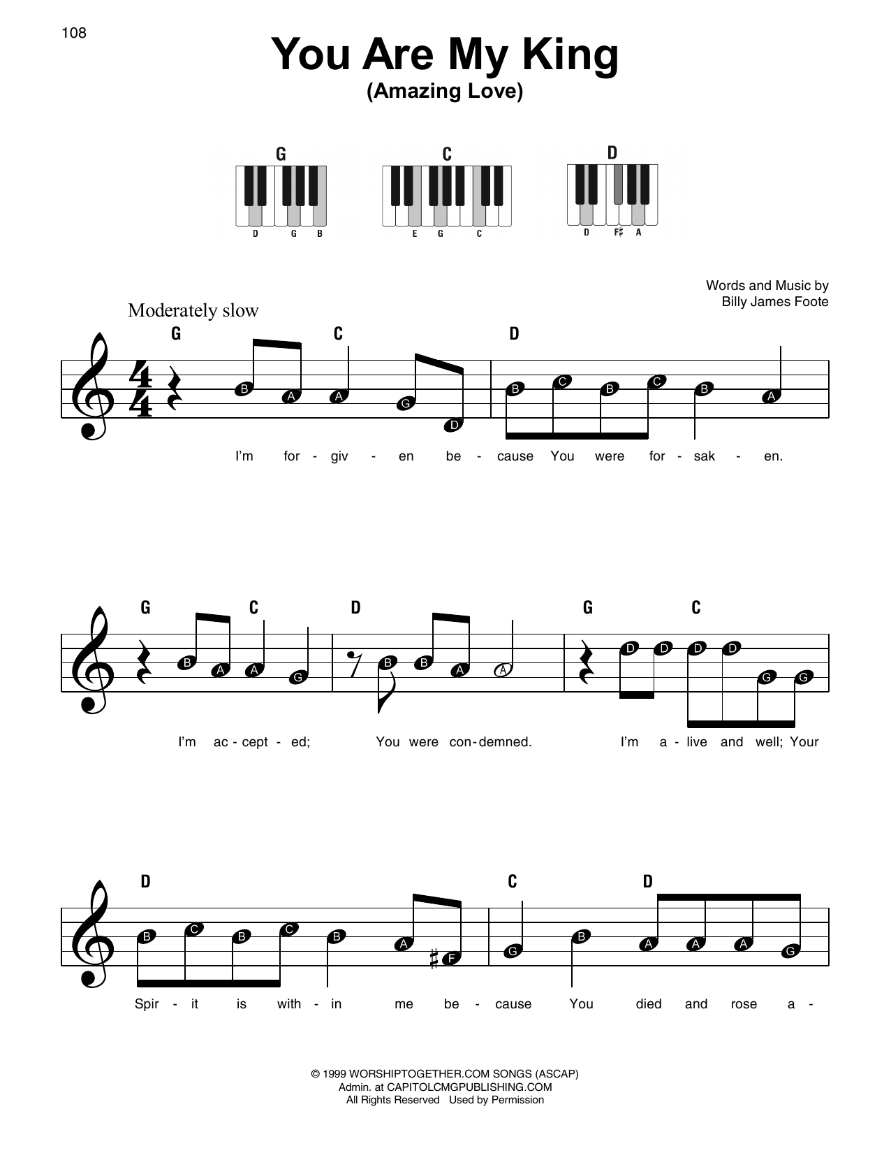 Chris Tomlin You Are My King (Amazing Love) Sheet Music Notes & Chords for Super Easy Piano - Download or Print PDF