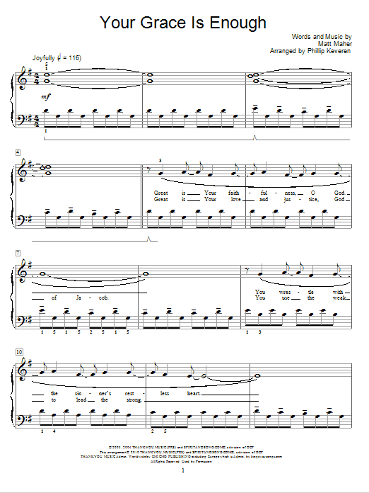 Chris Tomlin Your Grace Is Enough Sheet Music Notes & Chords for Educational Piano - Download or Print PDF
