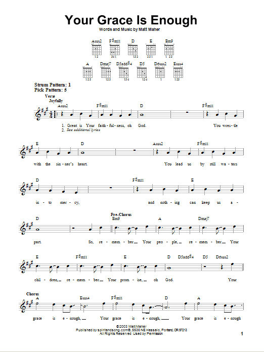 Chris Tomlin Your Grace Is Enough Sheet Music Notes & Chords for Violin Solo - Download or Print PDF