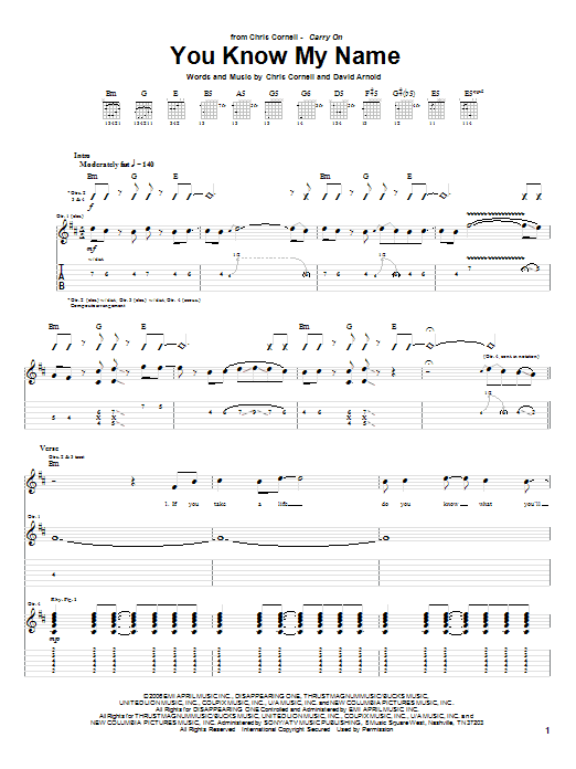 Chris Cornell You Know My Name Sheet Music Download Pdf Score 63496