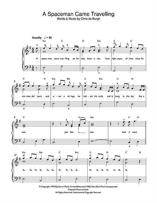 A Spaceman Came Travelling sheet music