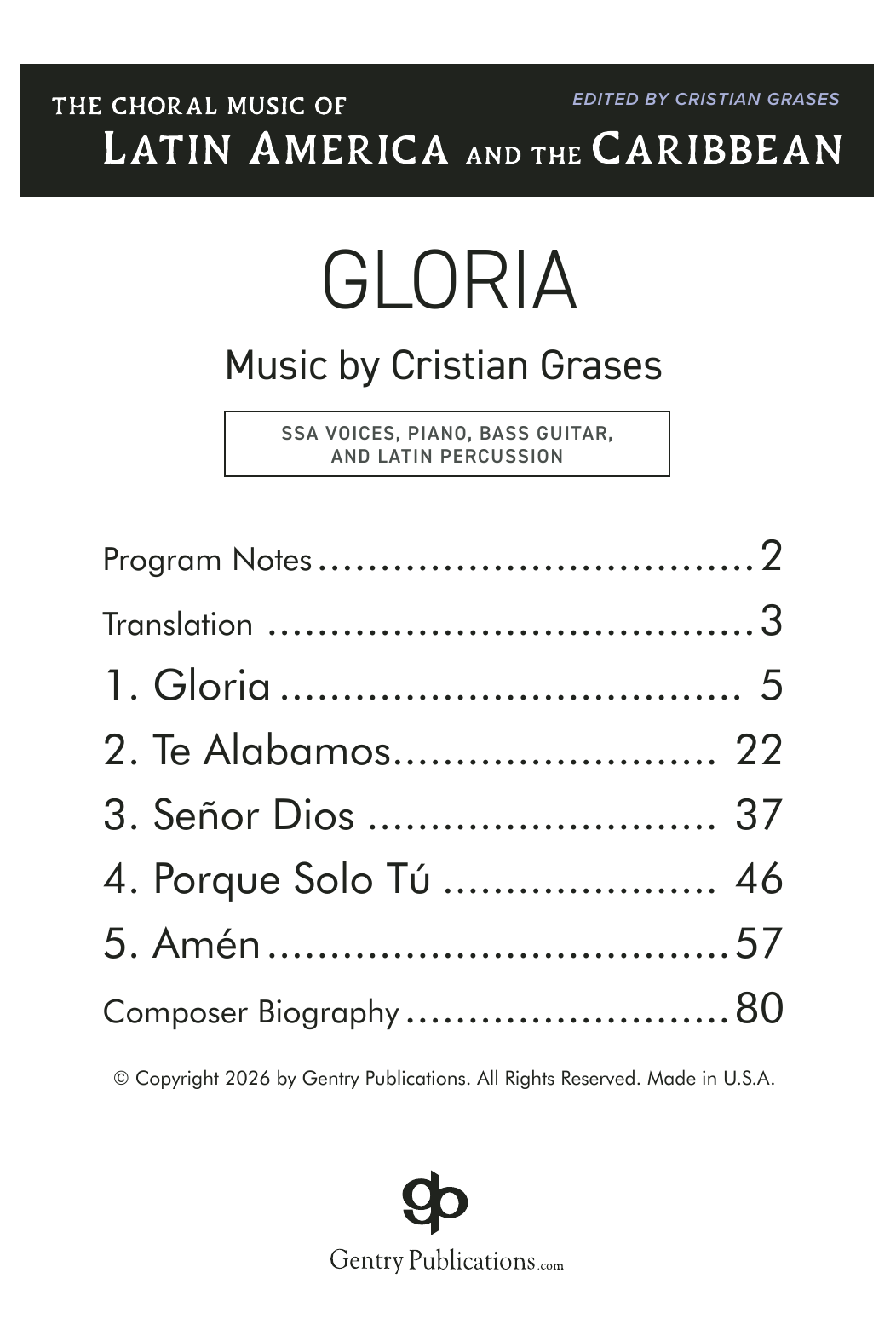 Christian Grases Gloria Sheet Music Notes & Chords for SSA Choir - Download or Print PDF
