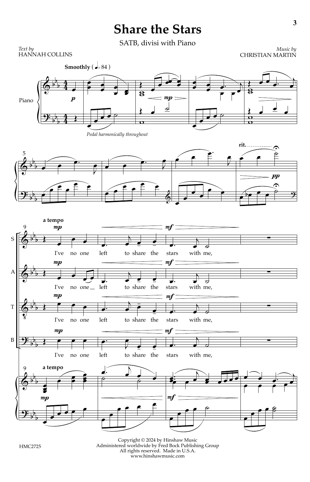 Christian Martin Share The Stars Sheet Music Notes & Chords for SATB Choir - Download or Print PDF