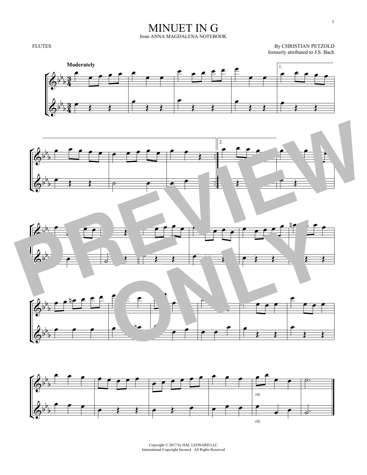 Christian Petzold Minuet In G Major, BWV Anh. 114 Sheet Music Notes & Chords for Educational Piano - Download or Print PDF