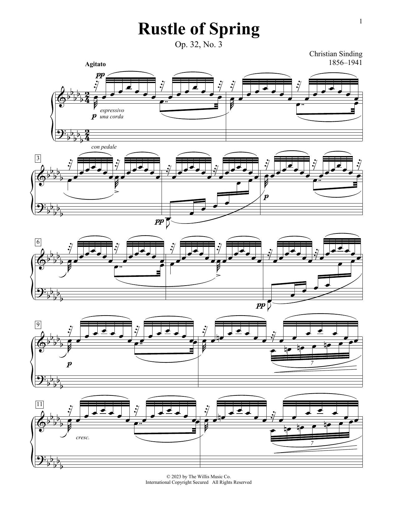 Christian Sinding Rustle Of Spring, Op. 32, No. 3 Sheet Music Notes & Chords for Educational Piano - Download or Print PDF