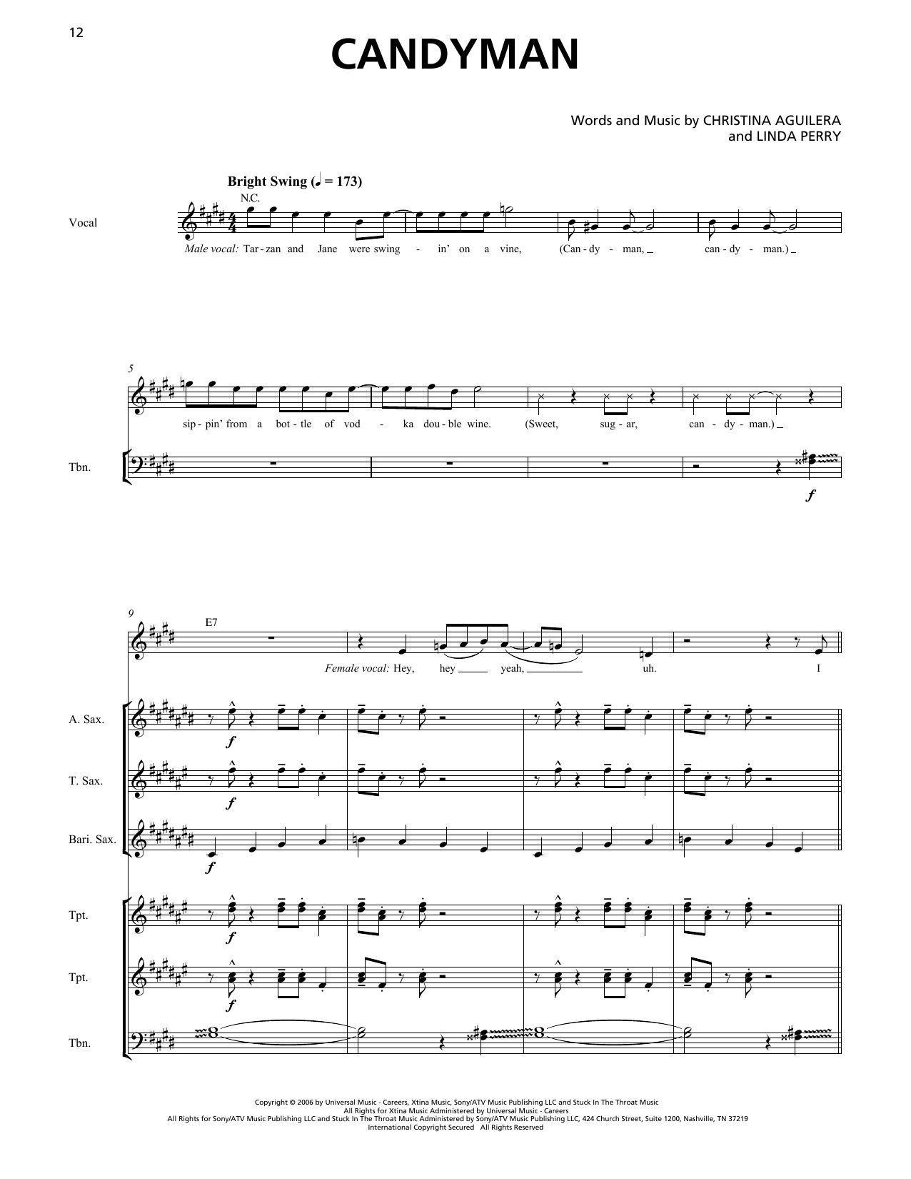 Christina Aguilera Candyman (Horn Section) Sheet Music Notes & Chords for Transcribed Score - Download or Print PDF