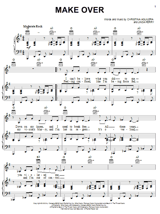 Christina Aguilera Make Over Sheet Music Notes & Chords for Piano, Vocal & Guitar (Right-Hand Melody) - Download or Print PDF Christina Aguilera Make Over Sheet Music Notes & Chords for Piano, Vocal & Guitar (Right-Hand Melody) - Download or Print PDF