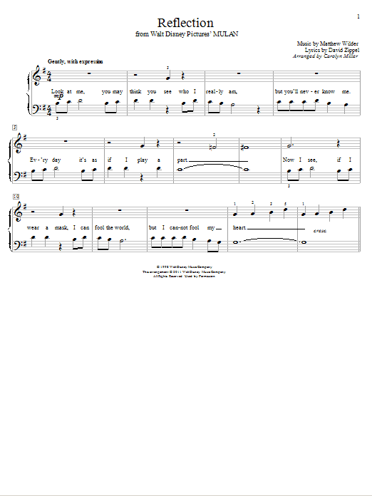 Christina Aguilera Reflection (Pop Version) (from Mulan) Sheet Music Notes & Chords for Educational Piano - Download or Print PDF