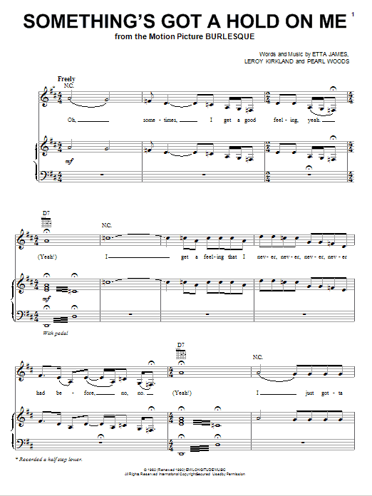 Christina Aguilera Something's Got A Hold On Me Sheet Music Notes & Chords for Piano, Vocal & Guitar (Right-Hand Melody) - Download or Print PDF
