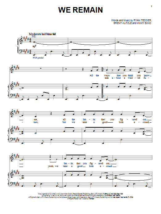 Christina Aguilera We Remain Sheet Music Notes & Chords for Piano, Vocal & Guitar (Right-Hand Melody) - Download or Print PDF
