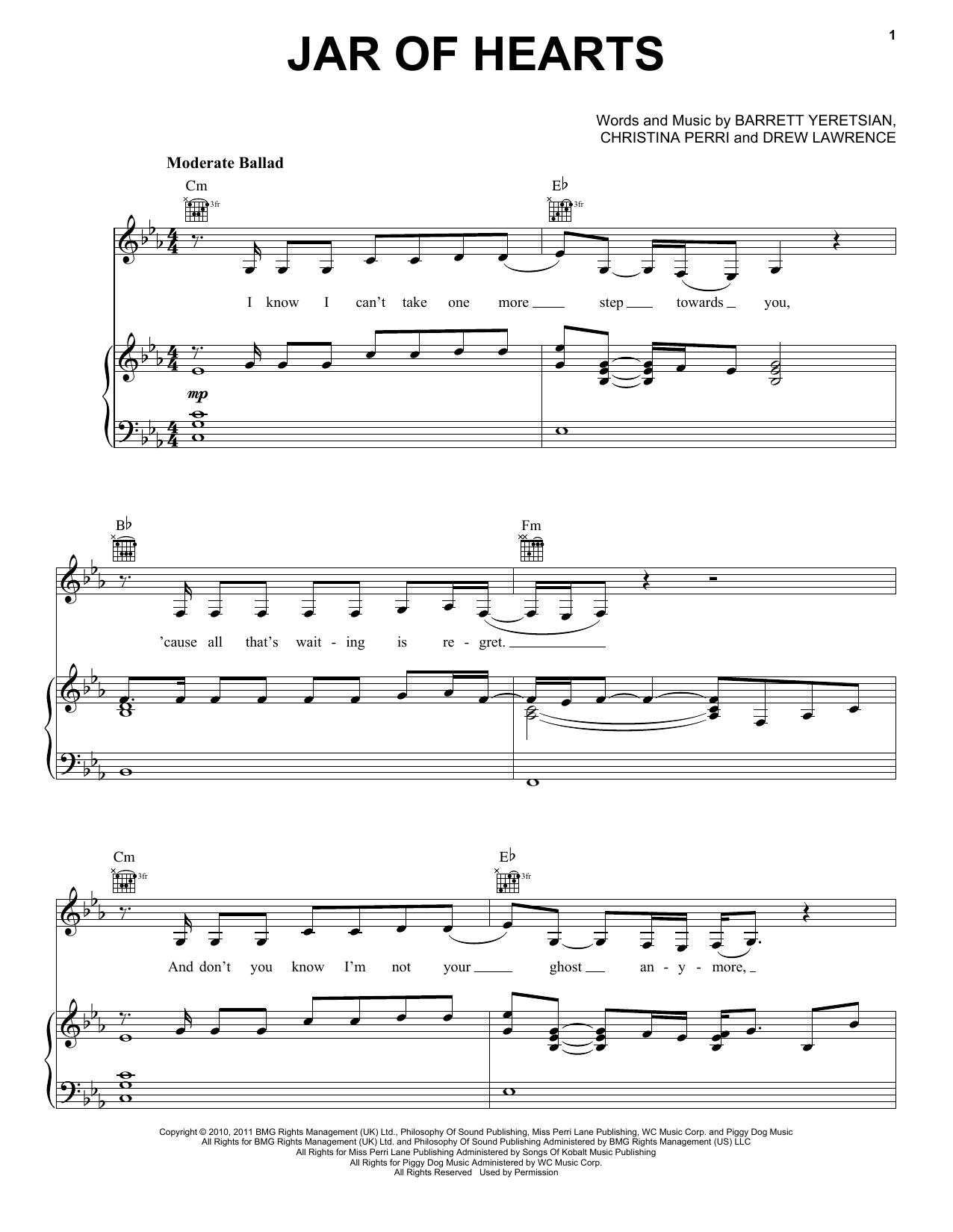 Christina Perri Jar Of Hearts Sheet Music Notes & Chords for SPREP - Download or Print PDF