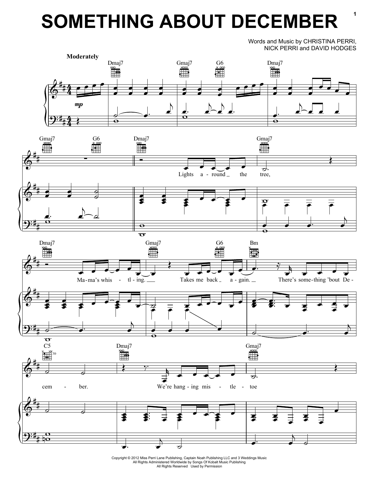 Christina Perri Something About December Sheet Music Notes & Chords for Piano, Vocal & Guitar (Right-Hand Melody) - Download or Print PDF