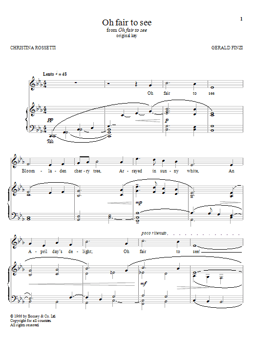 Christina Rossetti Oh Fair To See Sheet Music Notes & Chords for Piano & Vocal - Download or Print PDF