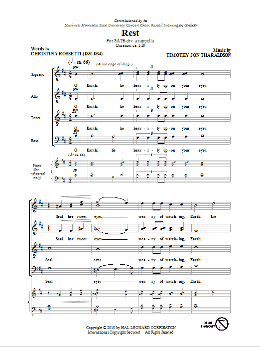 Christina Rossetti Rest Sheet Music Notes & Chords for SATB - Download or Print PDF