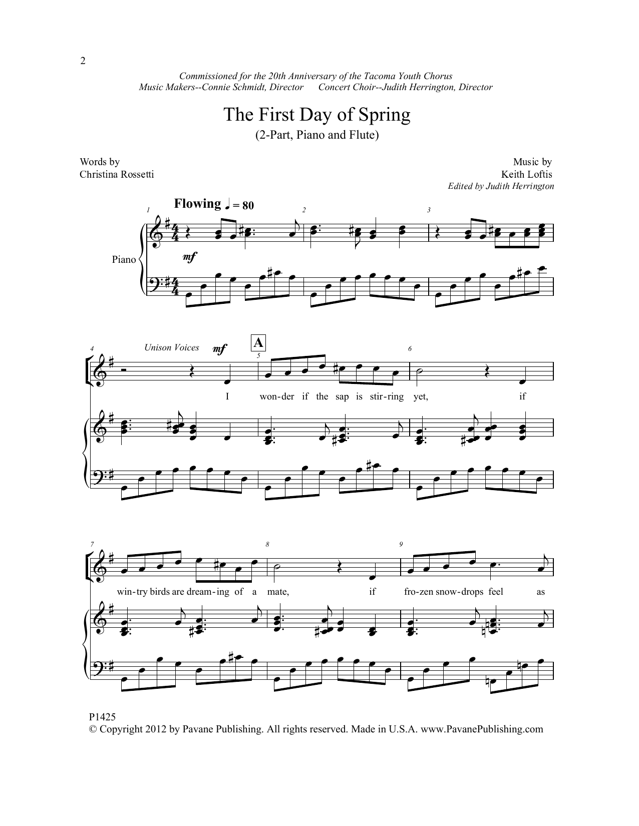 Christina Rossetti The First Day of Spring Sheet Music Notes & Chords for Choral - Download or Print PDF