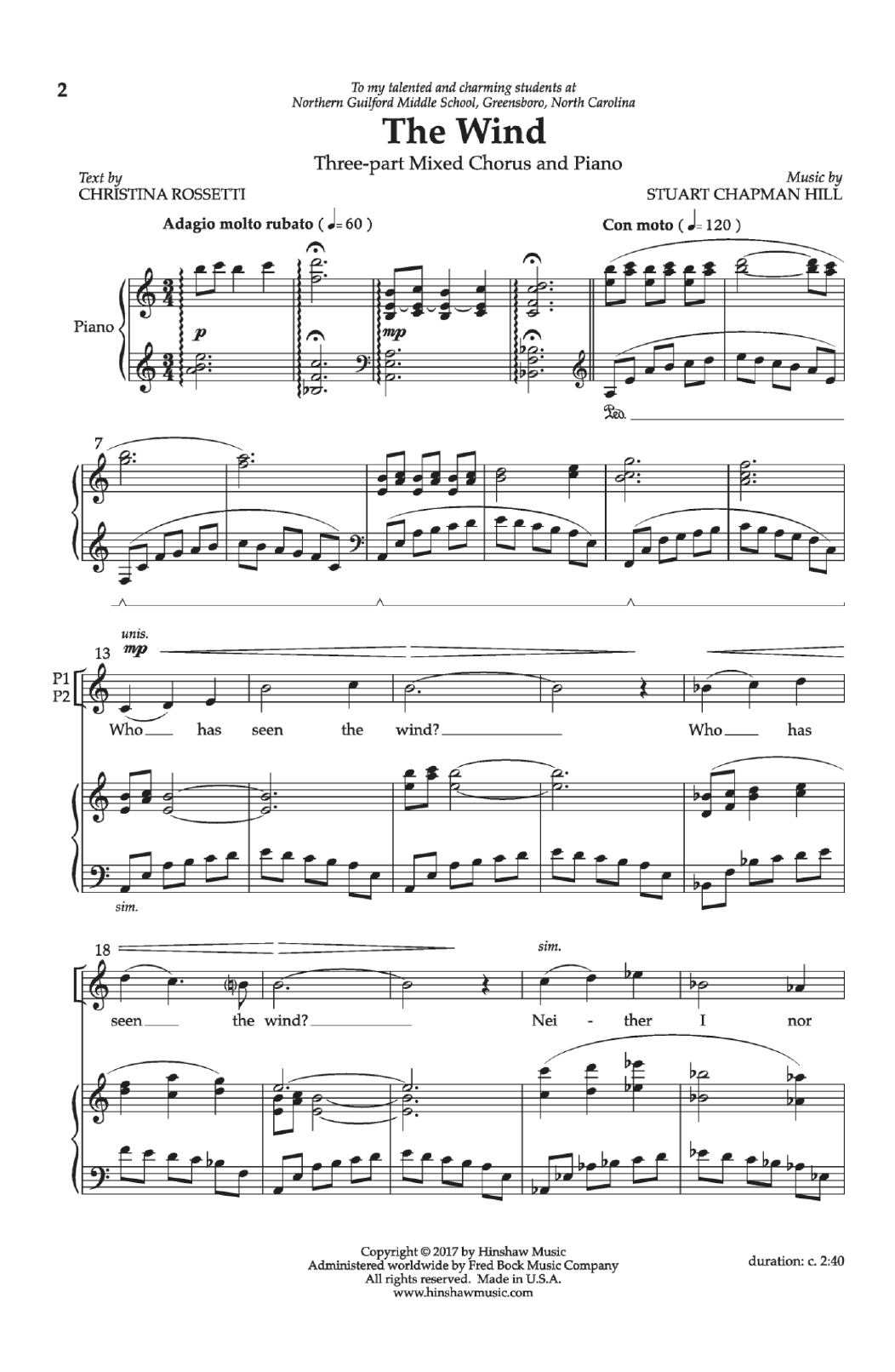 Christina Rossetti The Wind Sheet Music Notes & Chords for Choral - Download or Print PDF