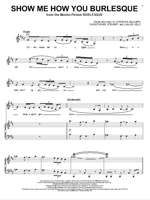 Christina Aguilera Show Me How You Burlesque Sheet Music Download Pdf Score 78362