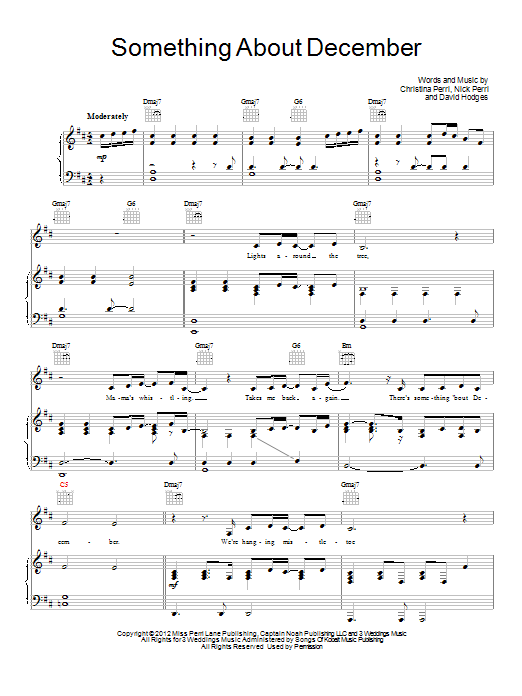 Preview Christina Perri Something About December Pop sheet music, notes and chords for Piano, Vocal & Guitar (Right-Hand Melody), SKU: 93874 Something About December sheet music