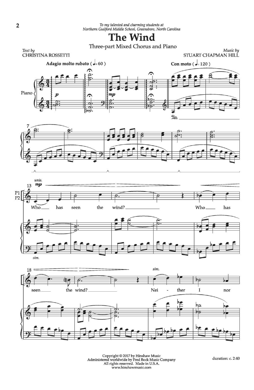 Preview Christina Rossetti The Wind Concert sheet music, notes and chords for Choral, SKU: 199506 The Wind sheet music