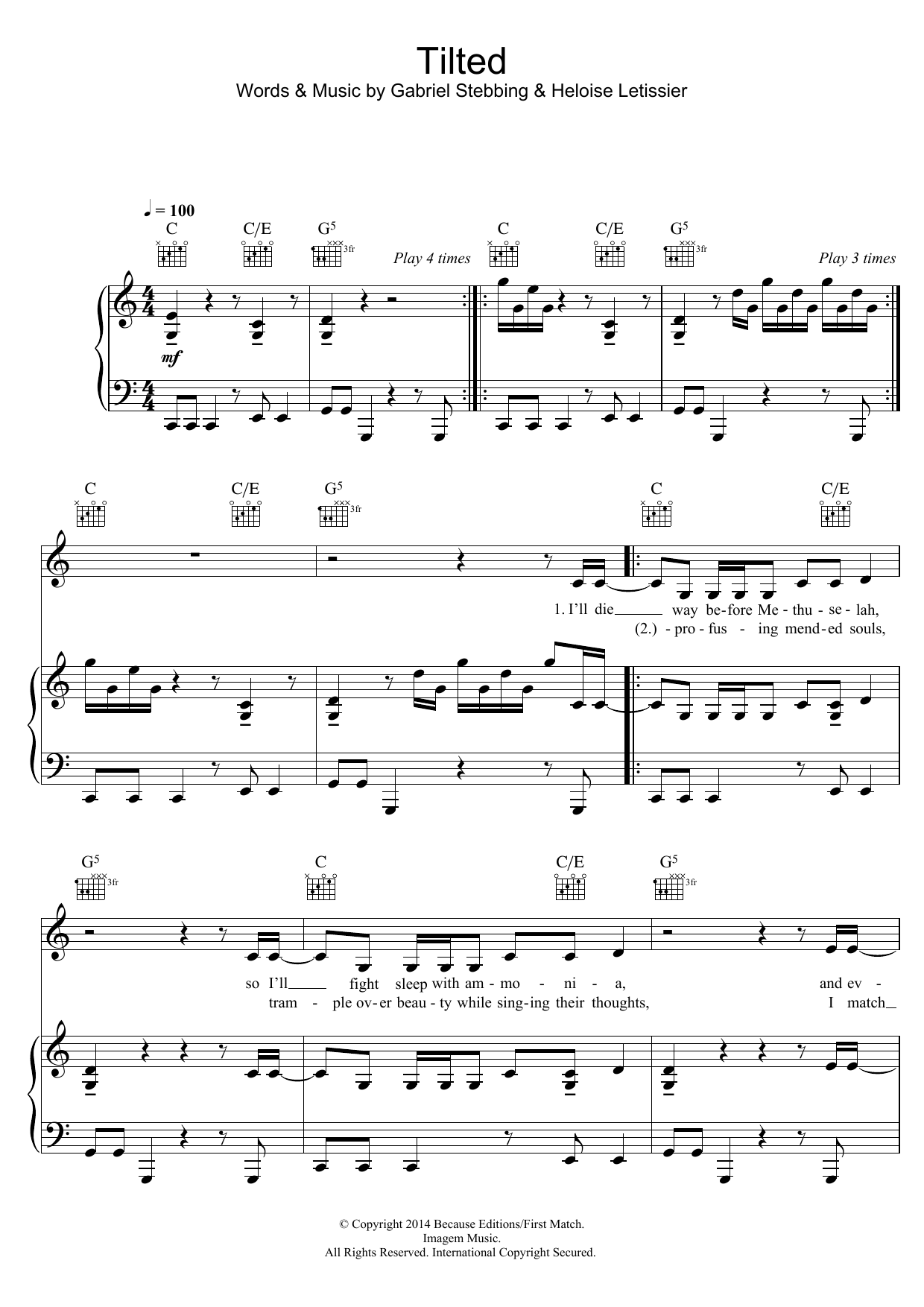 Christine & The Queens Tilted Sheet Music Notes & Chords for Piano, Vocal & Guitar (Right-Hand Melody) - Download or Print PDF