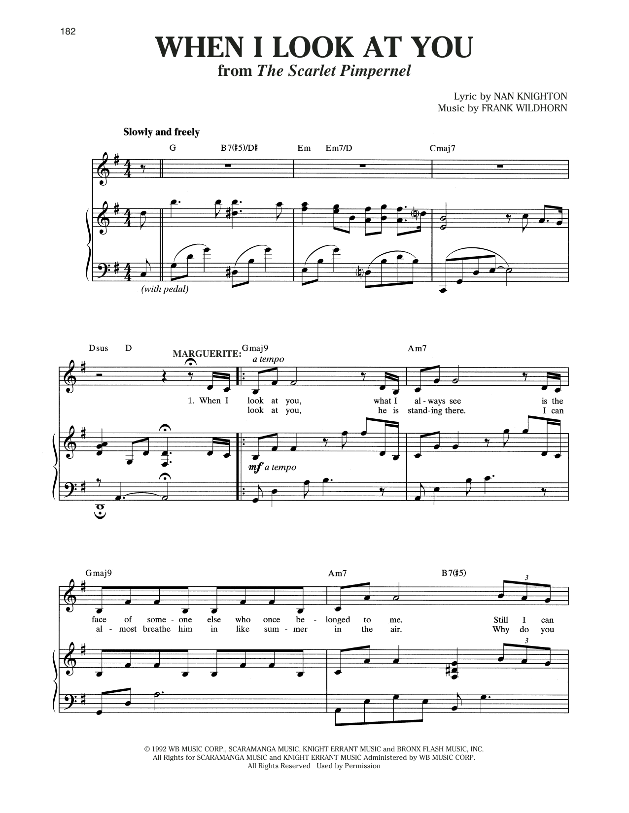 Christine Andreas When I Look At You (from The Scarlet Pimpernel) Sheet Music Notes & Chords for Piano & Vocal - Download or Print PDF