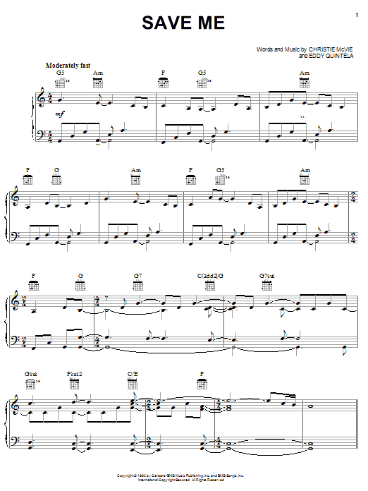 Christine McVie Save Me Sheet Music Notes & Chords for Piano, Vocal & Guitar (Right-Hand Melody) - Download or Print PDF Christine McVie Save Me Sheet Music Notes & Chords for Piano, Vocal & Guitar (Right-Hand Melody) - Download or Print PDF