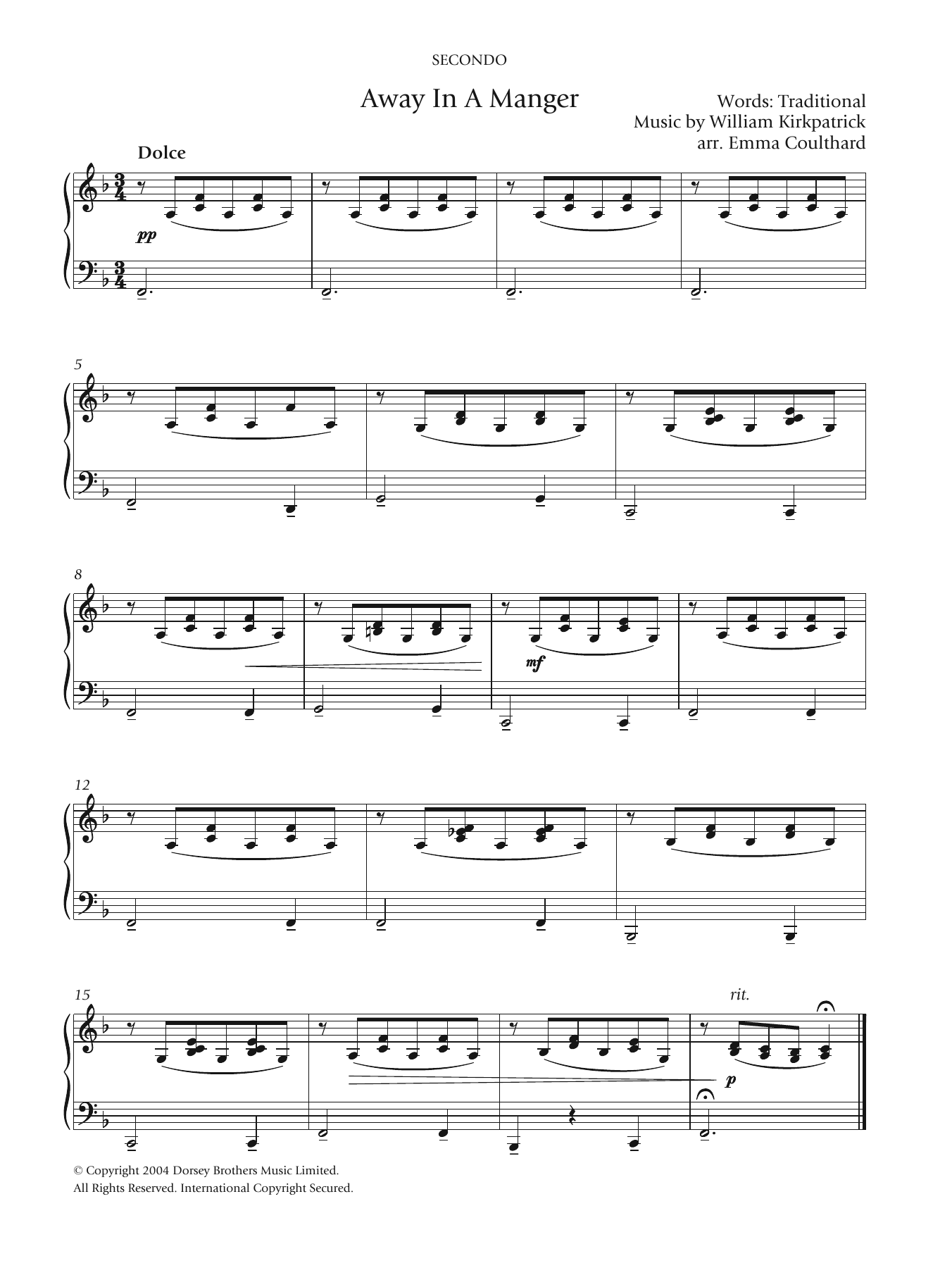 Christmas Carol Away In A Manger Sheet Music Notes & Chords for Easy Piano - Download or Print PDF