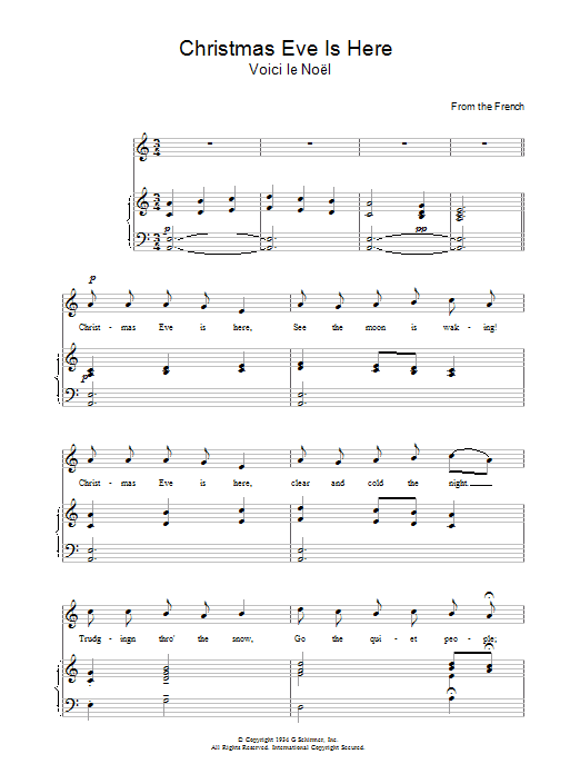 Christmas Carol Christmas Eve Is Here Sheet Music Notes & Chords for Piano & Vocal - Download or Print PDF