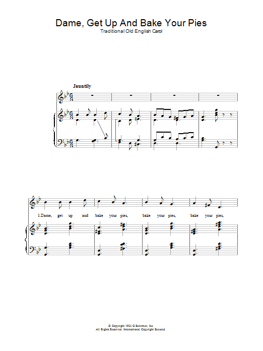 Christmas Carol Dame, Get Up And Bake Your Pies Sheet Music Notes & Chords for Piano & Vocal - Download or Print PDF