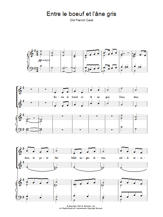 Chant de Noël Entre Le Boeuf Et L'âne Gris Sheet Music Notes & Chords for Piano & Vocal - Download or Print PDF