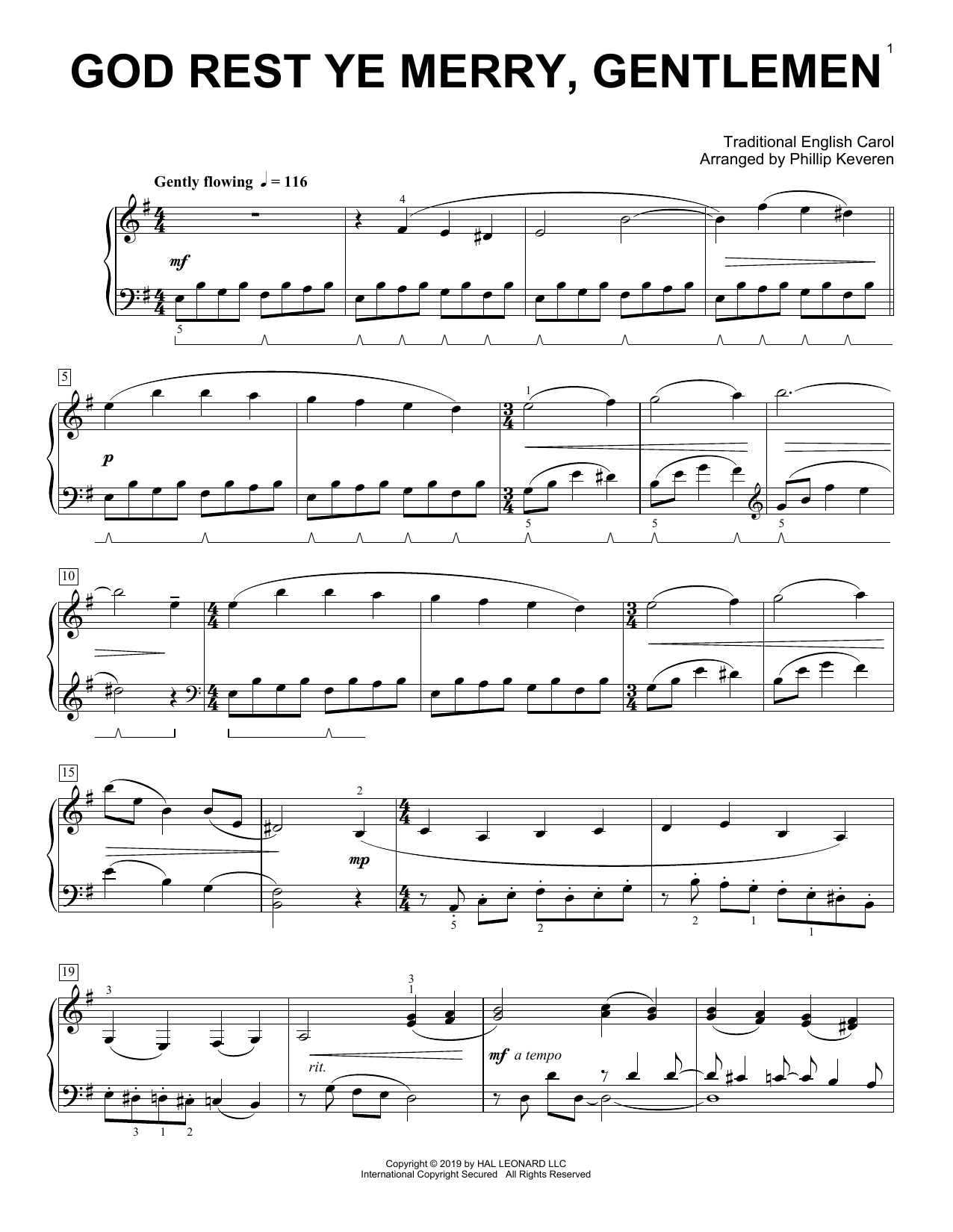 Christmas Carol God Rest Ye Merry, Gentlemen [Classical version] (arr. Phillip Keveren) Sheet Music Notes & Chords for Piano Solo - Download or Print PDF