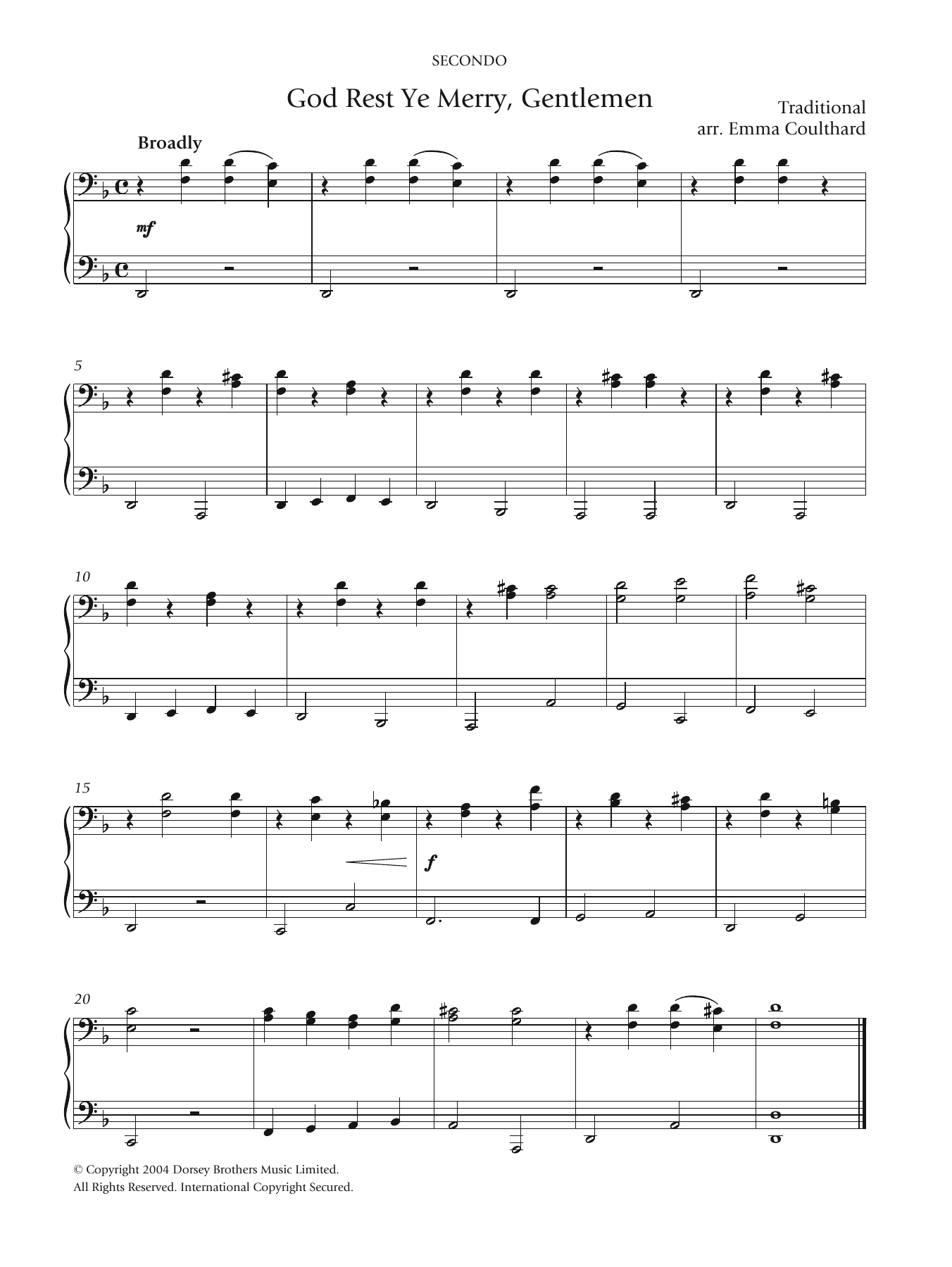 Christmas Carol God Rest Ye Merry, Gentlemen Sheet Music Notes & Chords for Beginner Piano - Download or Print PDF