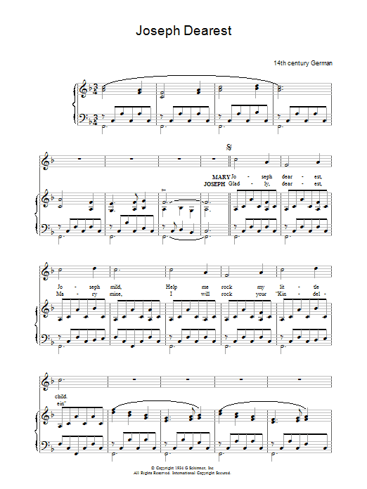 Christmas Carol Joseph Dearest Sheet Music Notes & Chords for Piano & Vocal - Download or Print PDF