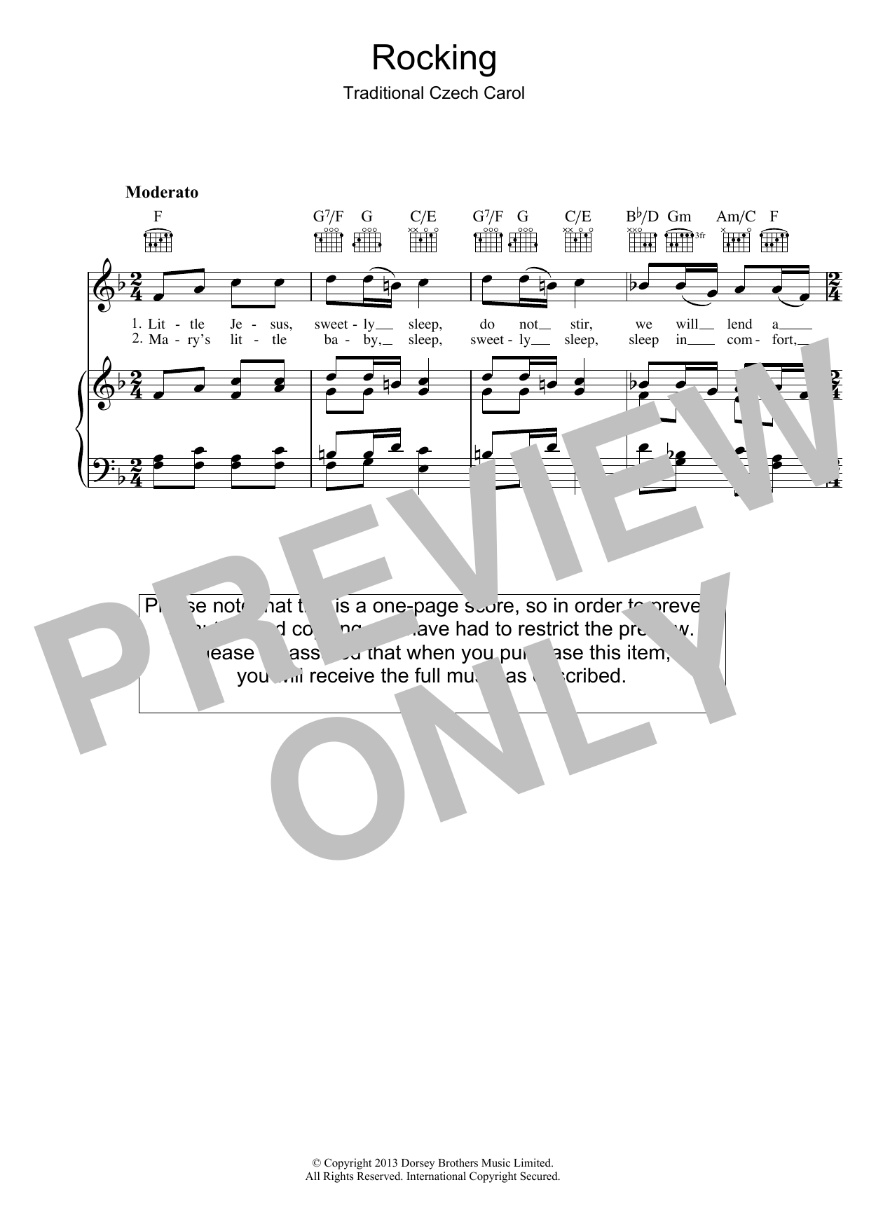Christmas Carol Little Jesus (Rocking Carol) Sheet Music Notes & Chords for Beginner Piano - Download or Print PDF