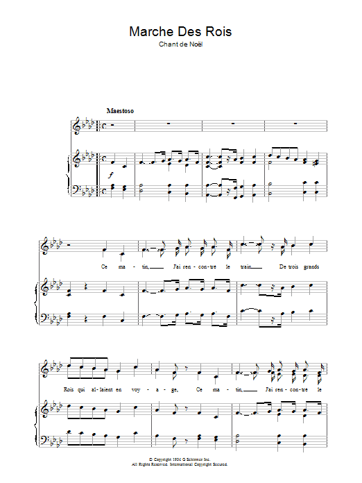 Chant de Noël Marche Des Rois Sheet Music Notes & Chords for Piano & Vocal - Download or Print PDF
