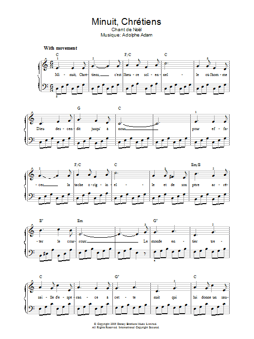 Chant de Noël Minuit, Chrétiens Sheet Music Notes & Chords for Piano & Vocal - Download or Print PDF