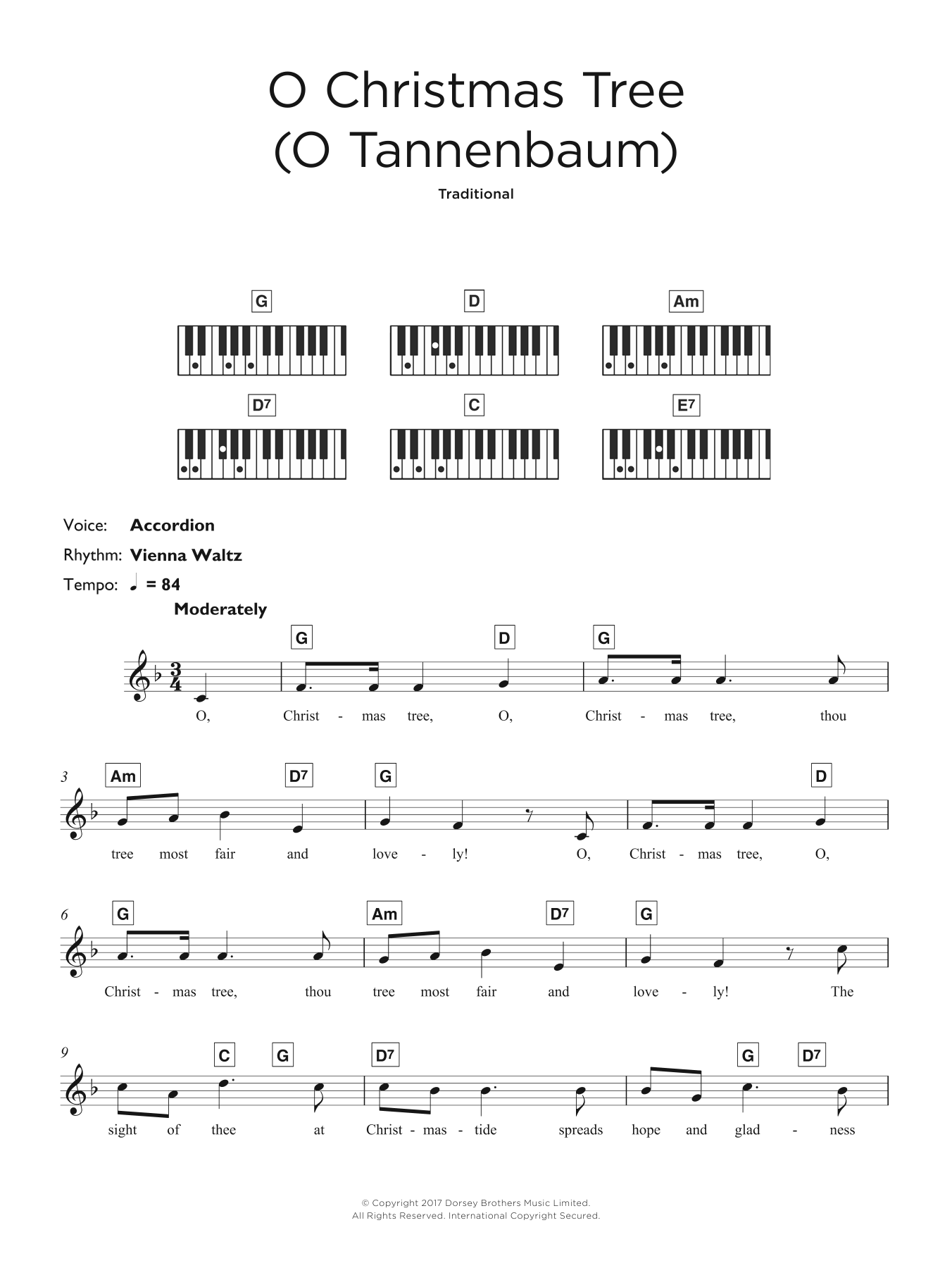 Christmas Carol O Christmas Tree (O Tannenbaum) Sheet Music Notes & Chords for Keyboard - Download or Print PDF