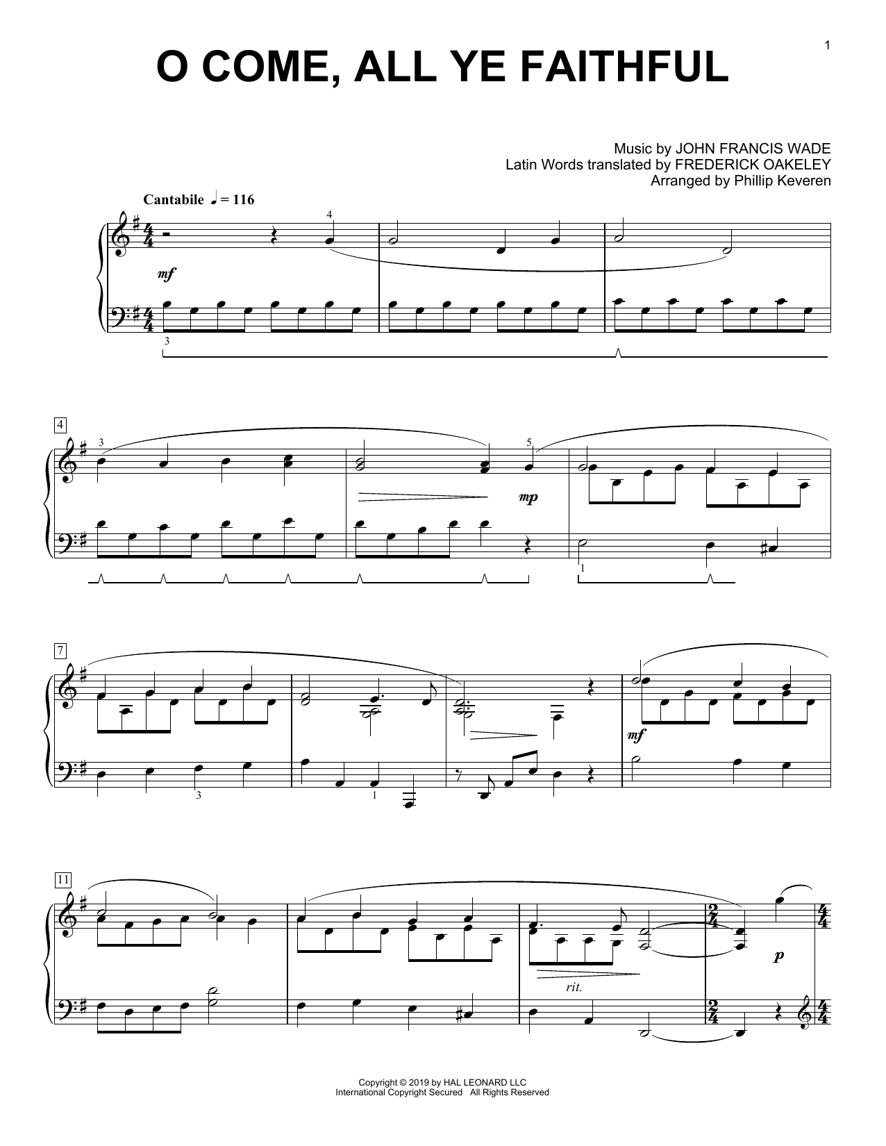Christmas Carol O Come, All Ye Faithful [Classical version] (arr. Phillip Keveren) Sheet Music Notes & Chords for Piano Solo - Download or Print PDF