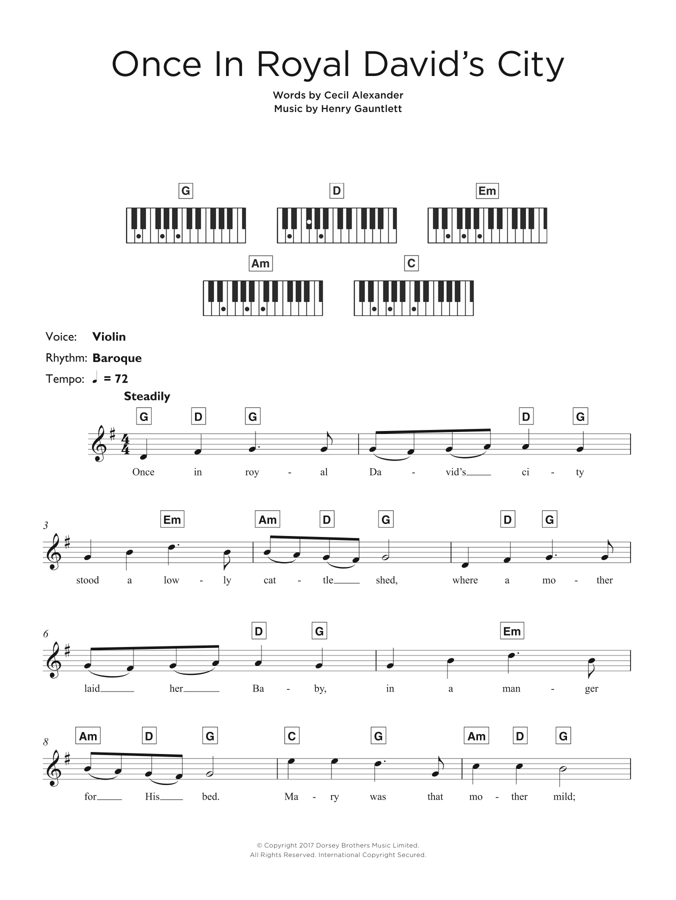 Christmas Carol Once In Royal David's City Sheet Music Notes & Chords for Clarinet and Piano - Download or Print PDF