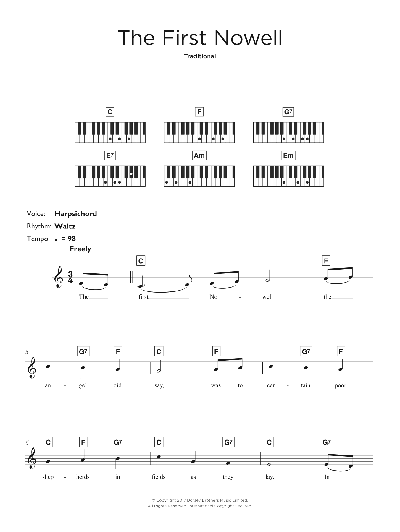 Christmas Carol The First Nowell Sheet Music Notes & Chords for Beginner Piano - Download or Print PDF