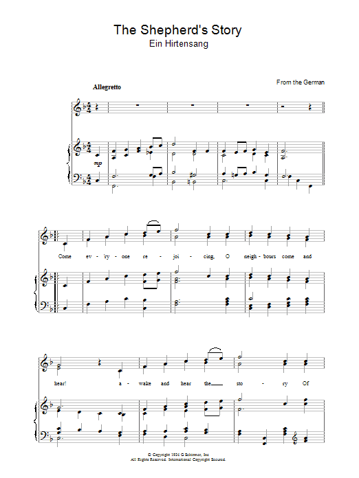 Christmas Carol The Shepherd's Story Sheet Music Notes & Chords for Piano & Vocal - Download or Print PDF