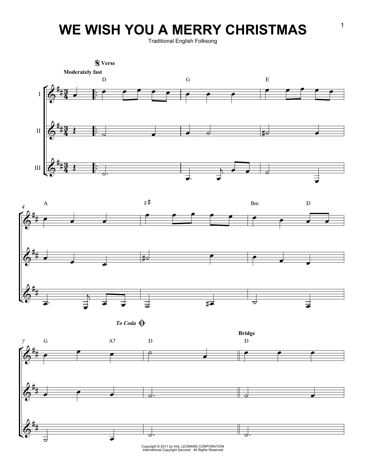 Christmas Carol We Wish You A Merry Christmas Sheet Music Notes & Chords for Beginner Piano - Download or Print PDF