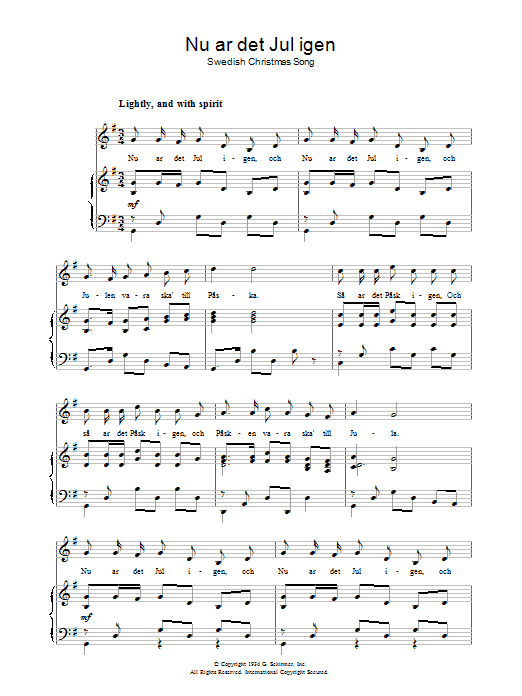 Preview Julsång Nu Är Det Jul Igen Christmas sheet music, notes and chords for Piano & Vocal, SKU: 37093 Nu Är Det Jul Igen sheet music