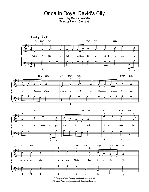 Preview Christmas Carol Once In Royal David's City Folk sheet music, notes and chords for Easy Piano, SKU: 83162 Once In Royal David's City sheet music