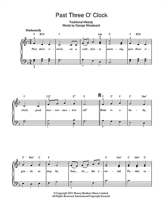 Christmas Carol Past Three O'Clock Sheet Music Notes & Chords for Soprano (Descant) Recorder - Download or Print PDF