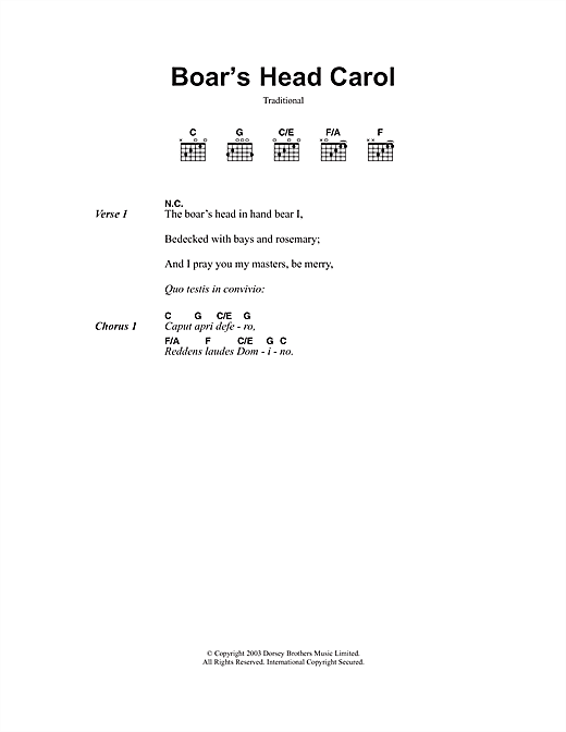 Christmas Carol The Boar S Head Carol Sheet Music Download Pdf Score 101158