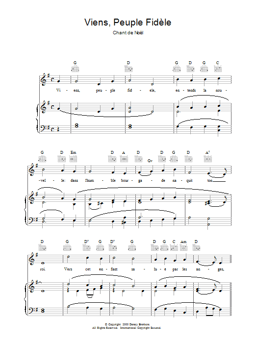 Preview Chant de Noël Viens, Peuple Fidèle Christmas sheet music, notes and chords for Piano, Vocal & Guitar (Right-Hand Melody), SKU: 37156 Viens, Peuple Fidèle sheet music