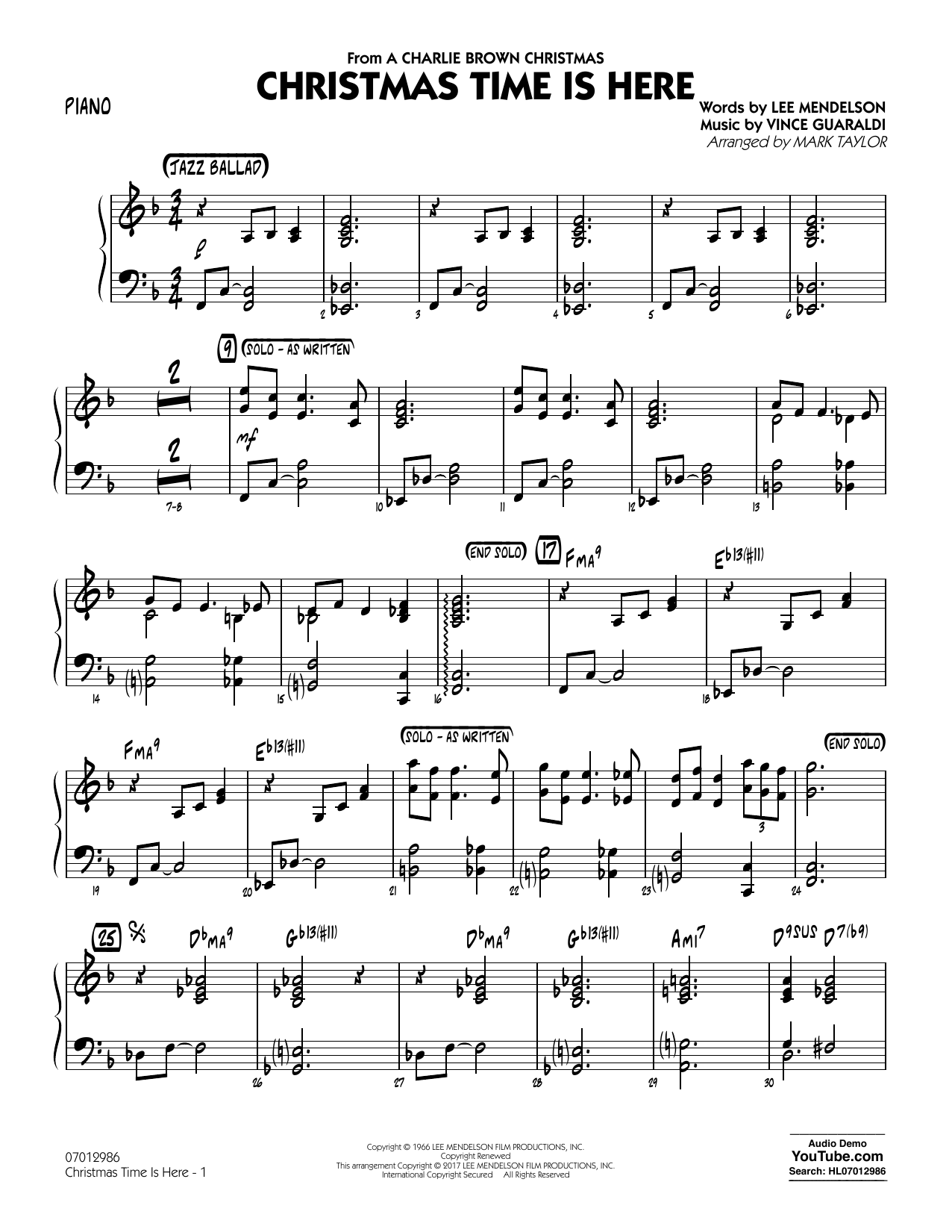 Mark Taylor Christmas Time Is Here Piano Sheet Music Download Pdf Score 367297