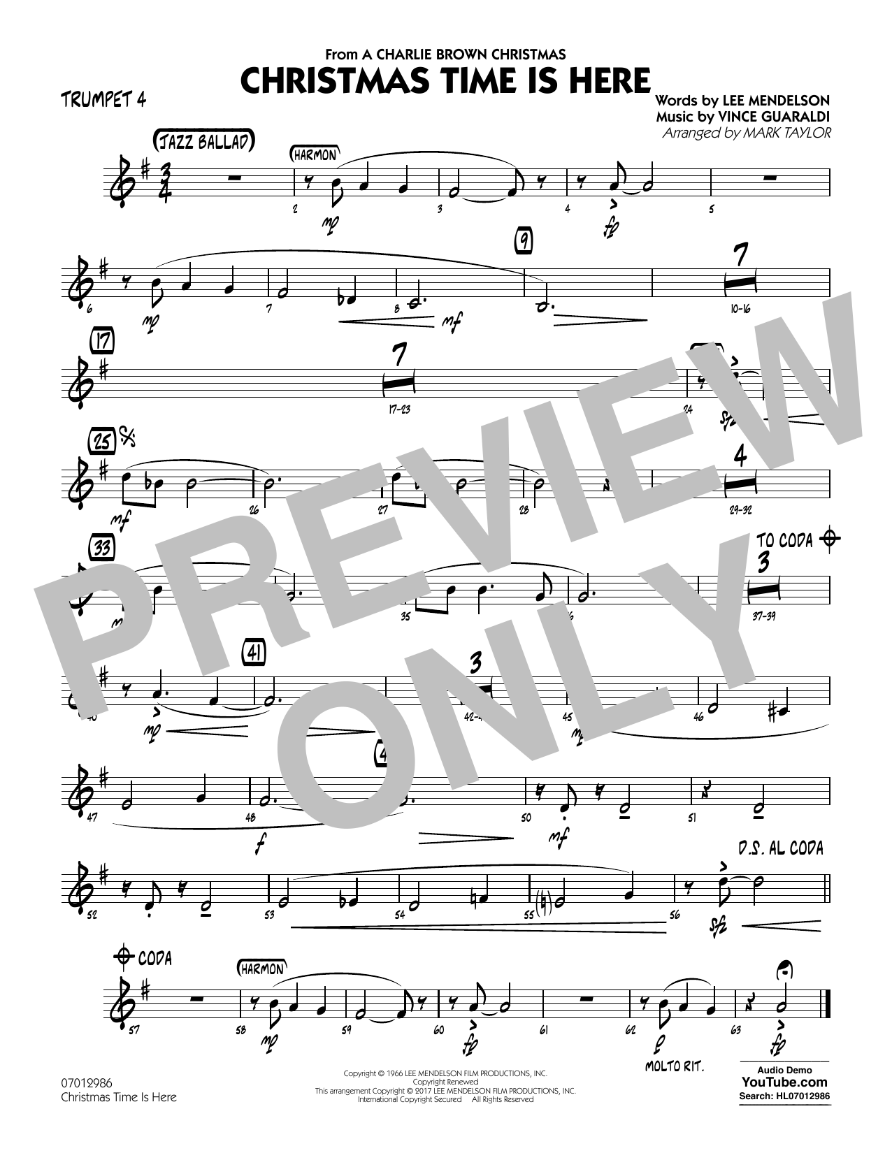 Mark Taylor Christmas Time Is Here Trumpet 4 Sheet Music Download Pdf Score 367338