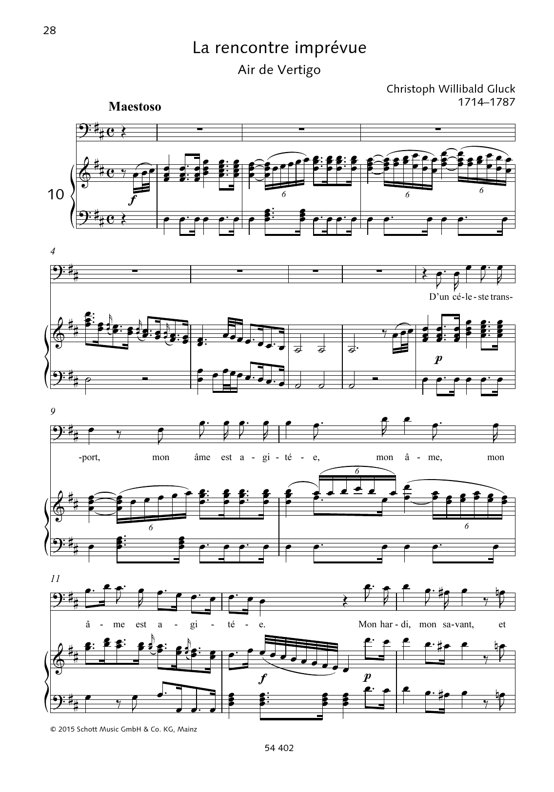 Christoph Willibald Gluck D'un céleste transport Sheet Music Notes & Chords for Piano & Vocal - Download or Print PDF